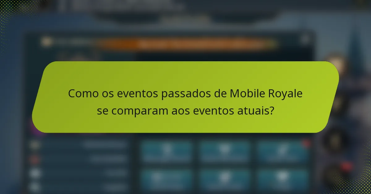 Como os eventos passados de Mobile Royale se comparam aos eventos atuais?