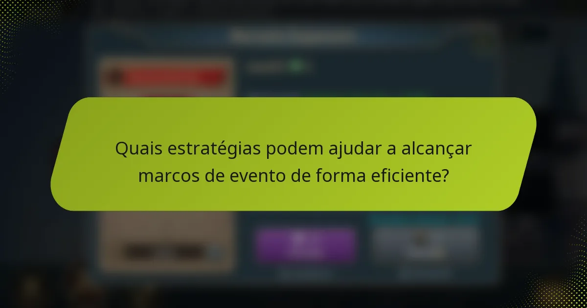 Quais estratégias podem ajudar a alcançar marcos de evento de forma eficiente?