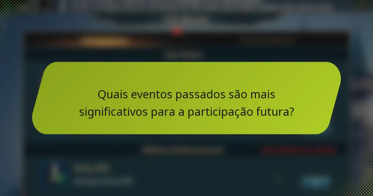 Quais eventos passados são mais significativos para a participação futura?